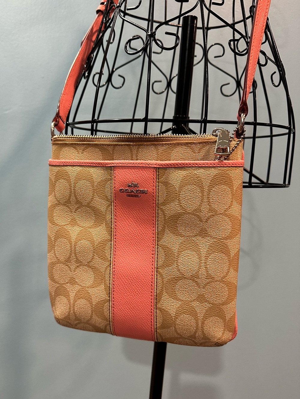 Coach Pink and Beige Crossbody Bag